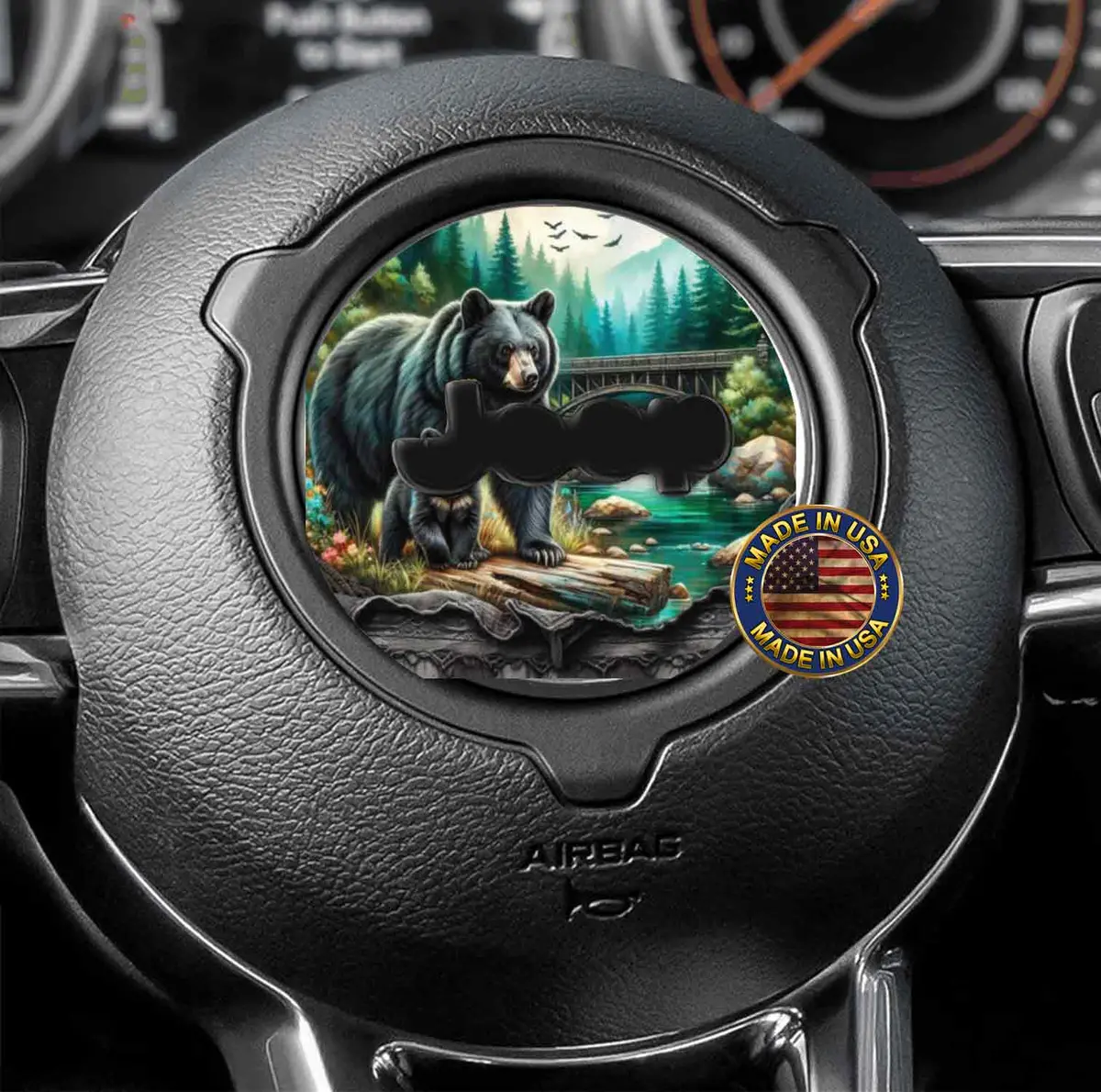 Bear-Themed Steering Wheel Sticker – 155mm Diameter
