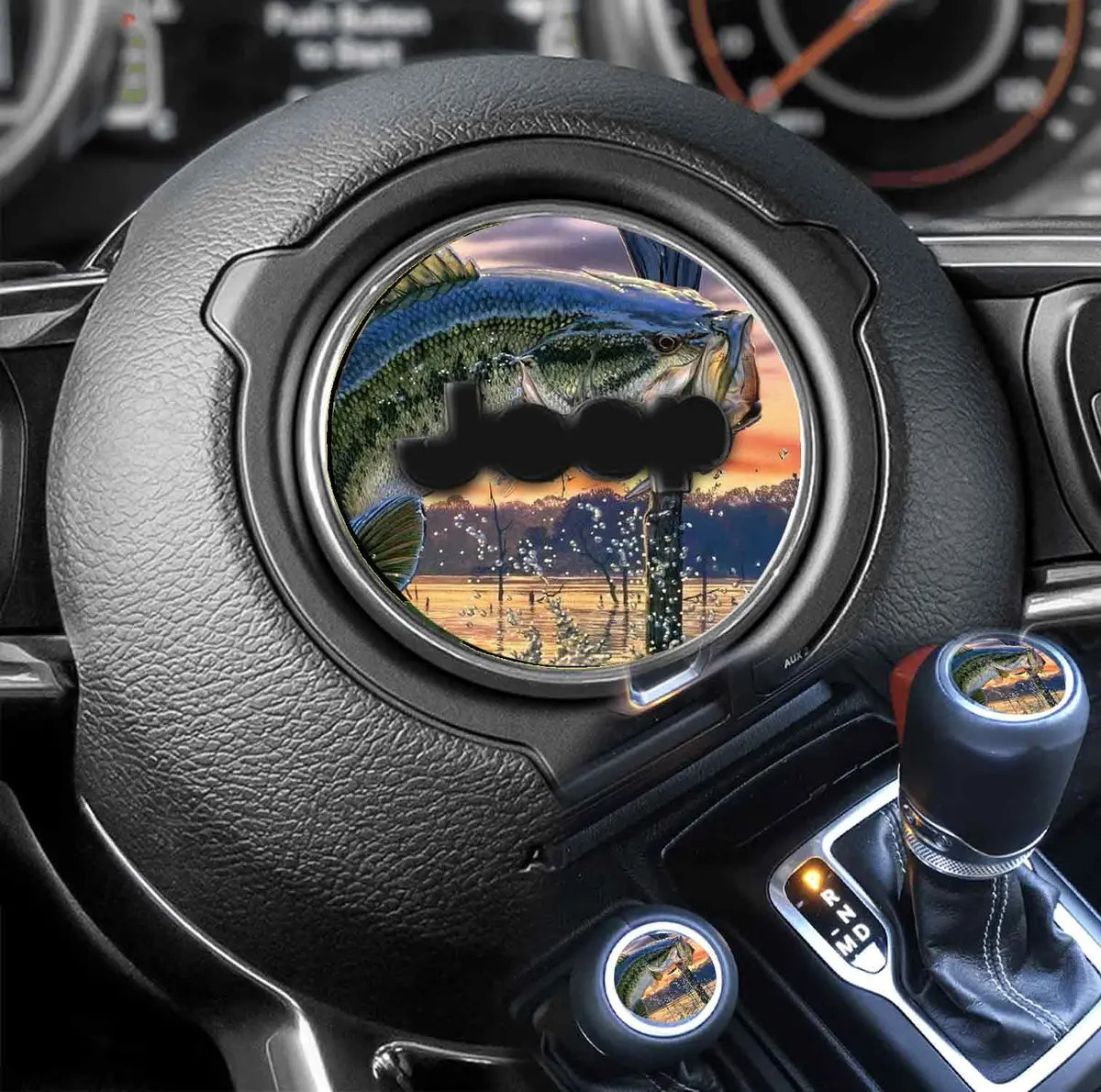 Jumping Bass Steering Wheel Decal for Fishing Enthusiasts