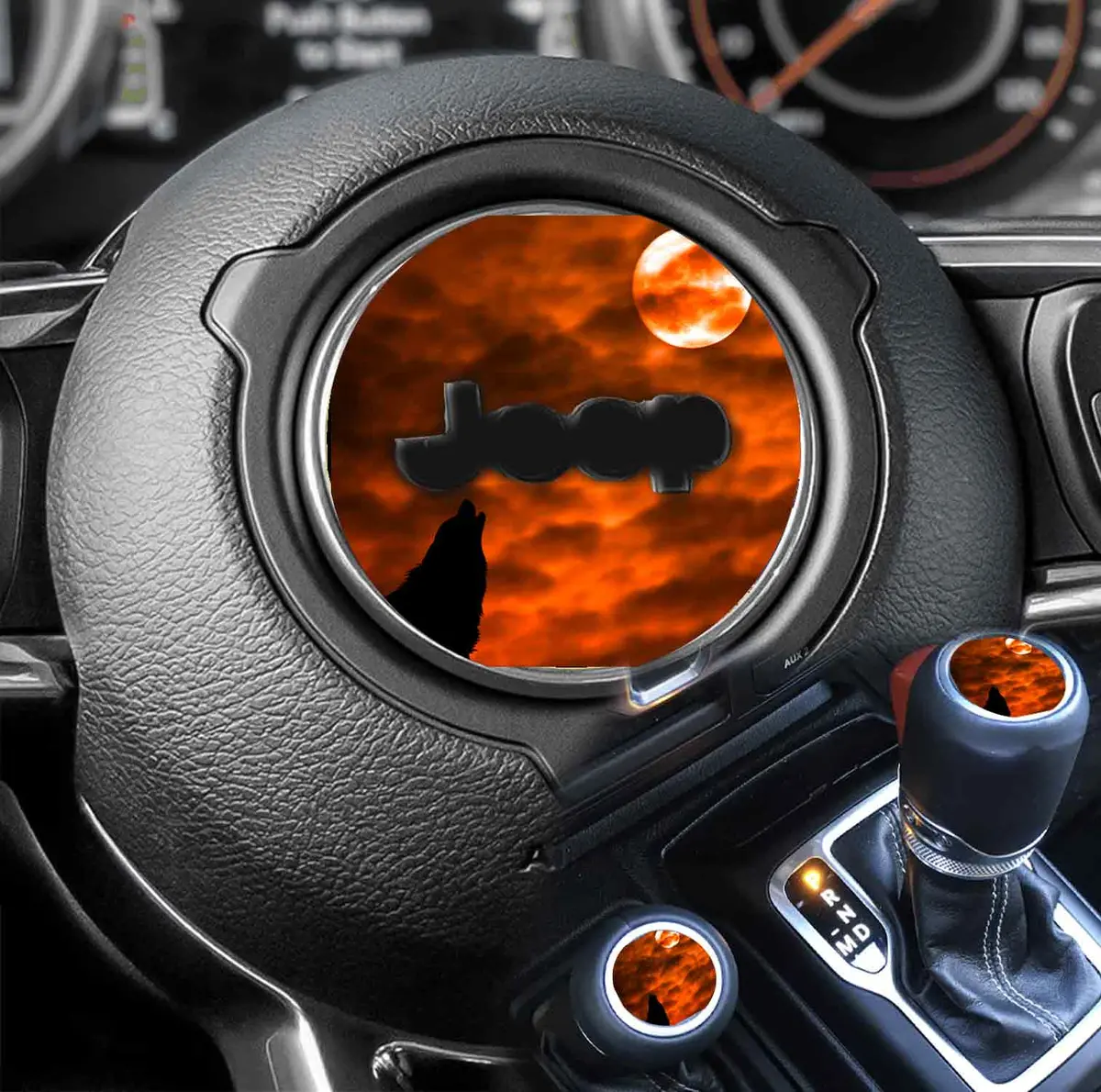 Custom Orange Wolf Design Steering Wheel Decal for Cars – Durable Vinyl Sticker 131