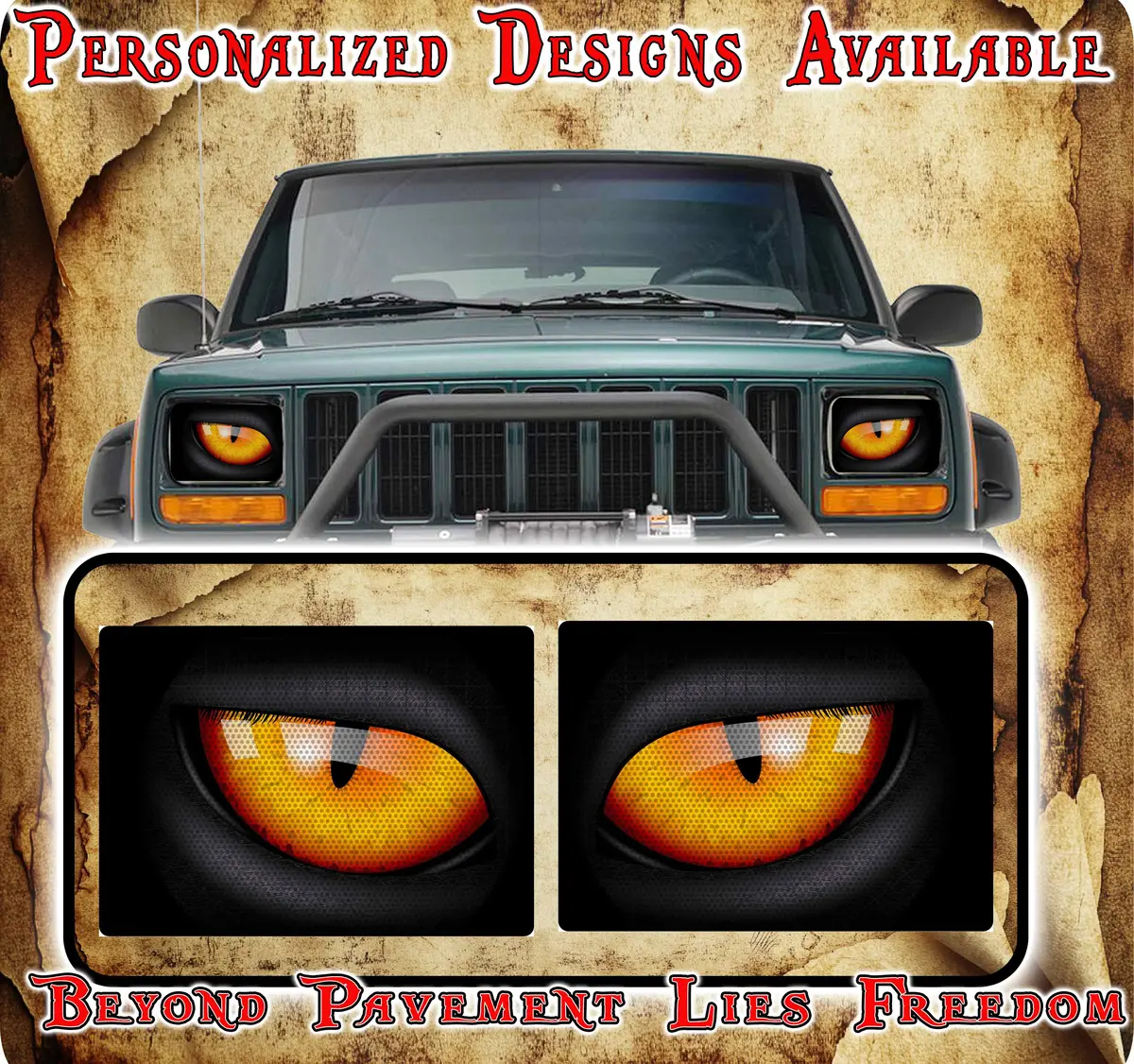 Orange Eye Decals For Yj Or 5X7 Headlights 1