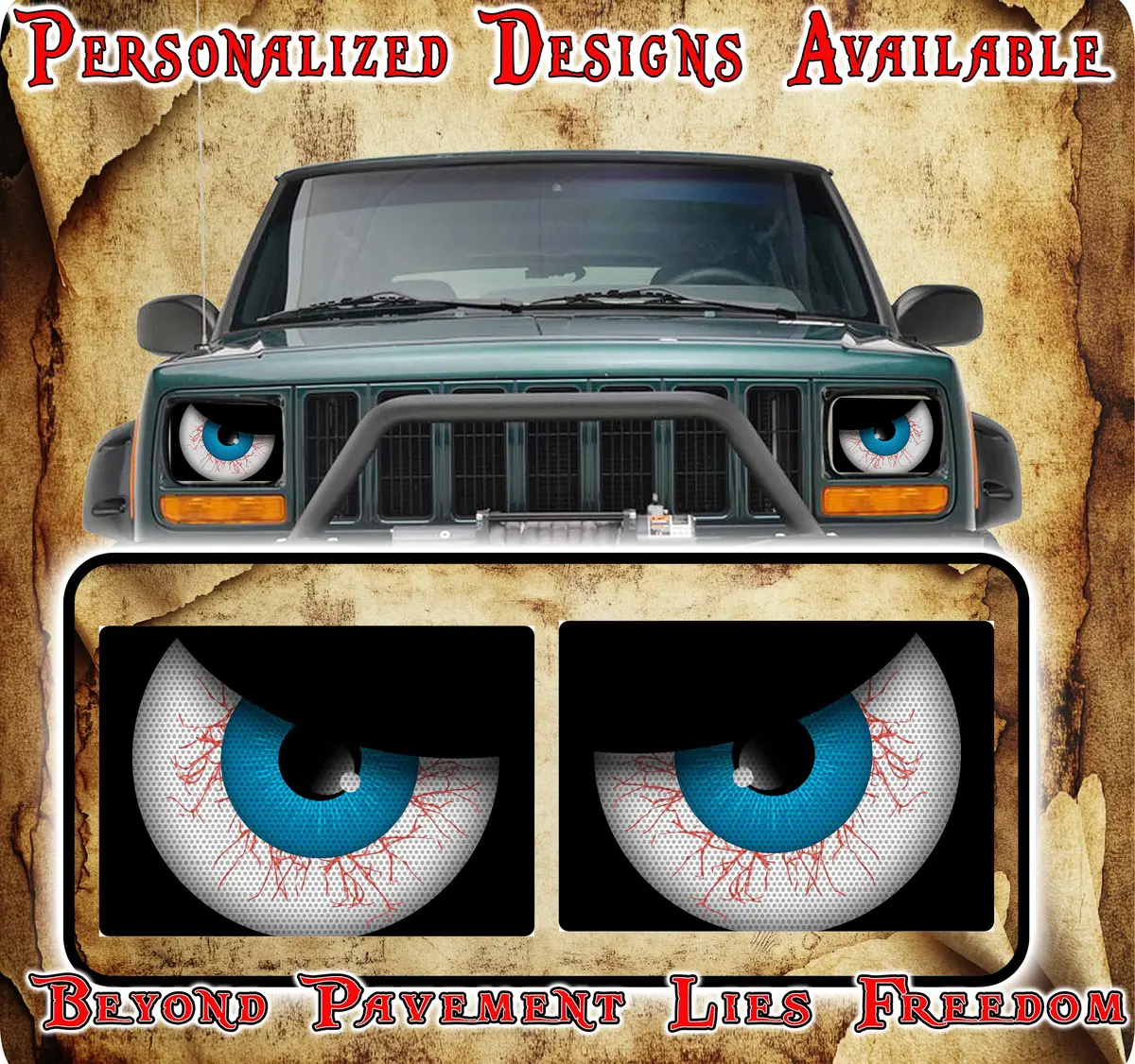 Blood Shot Eye Decals For Yj Or 5X7 Headlights 1