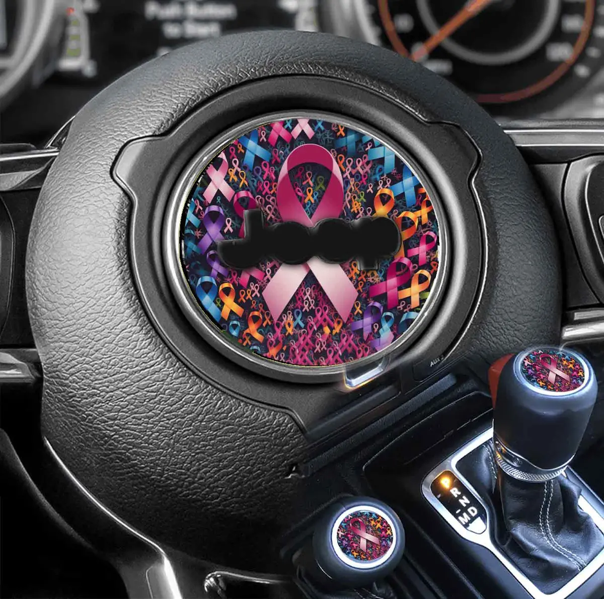 175mm Cancer Ribbon Steering Wheel Decal for Awareness and Support