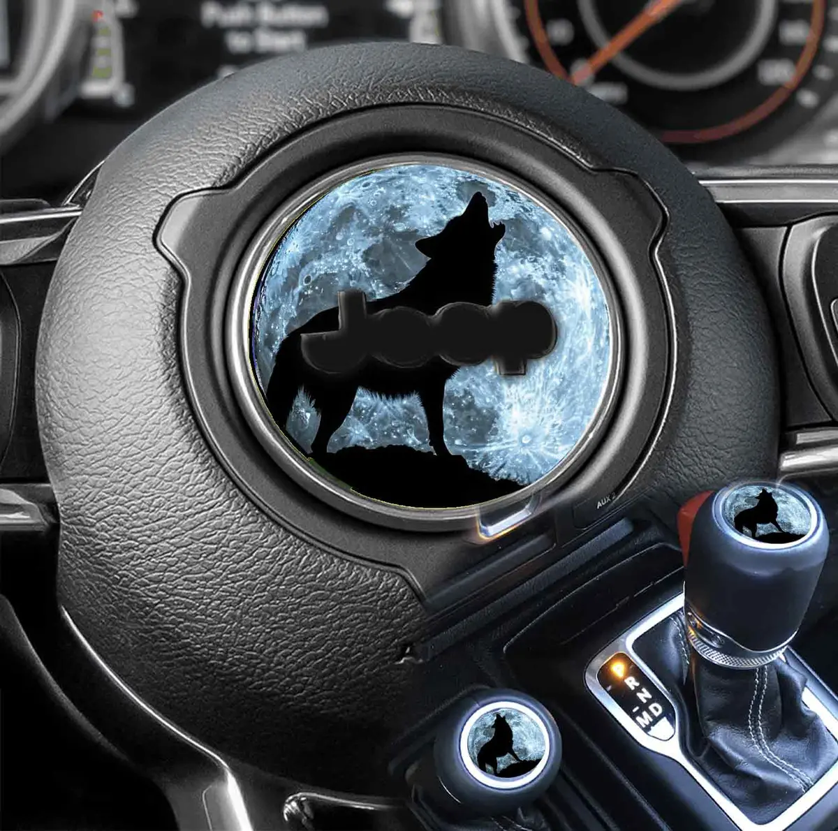 Wolf-Themed Steering Wheel Decal – Model 211