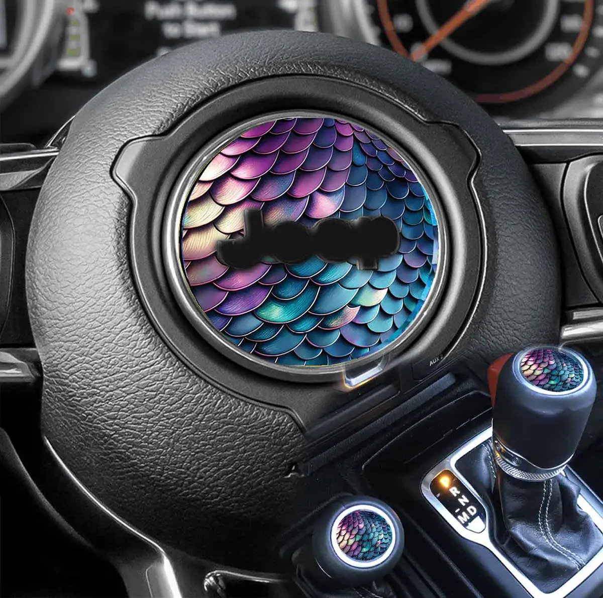 Add ocean-inspired elegance to your vehicle with this shimmering mermaid scale steering wheel decal—designed for easy application and long-lasting durability.