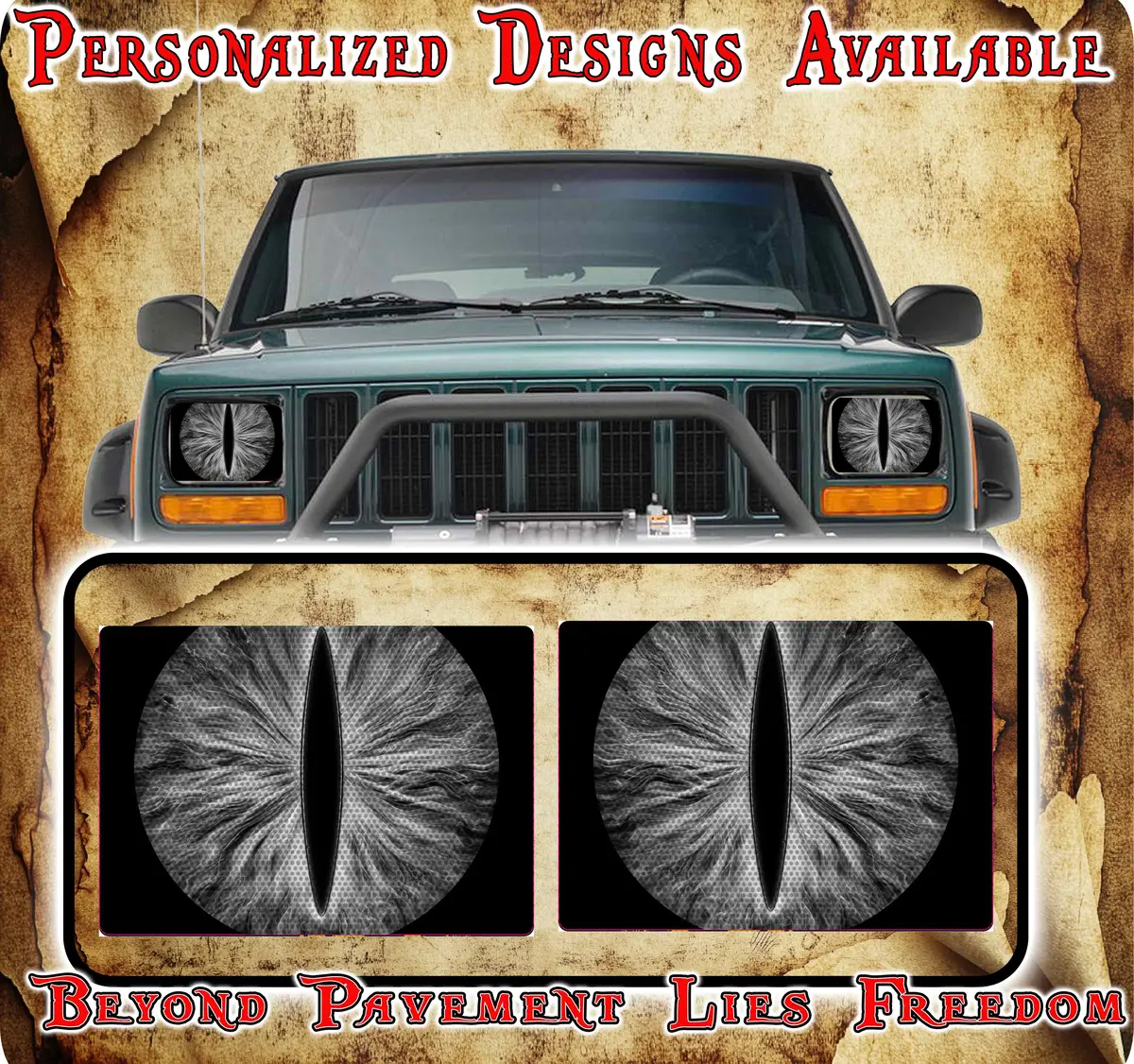 Black And White Eye Decals For Yj Or 5X7 Headlights 1