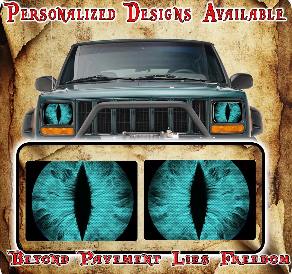Teal Eye Decals For Yj Or 5X7 Headlights 1