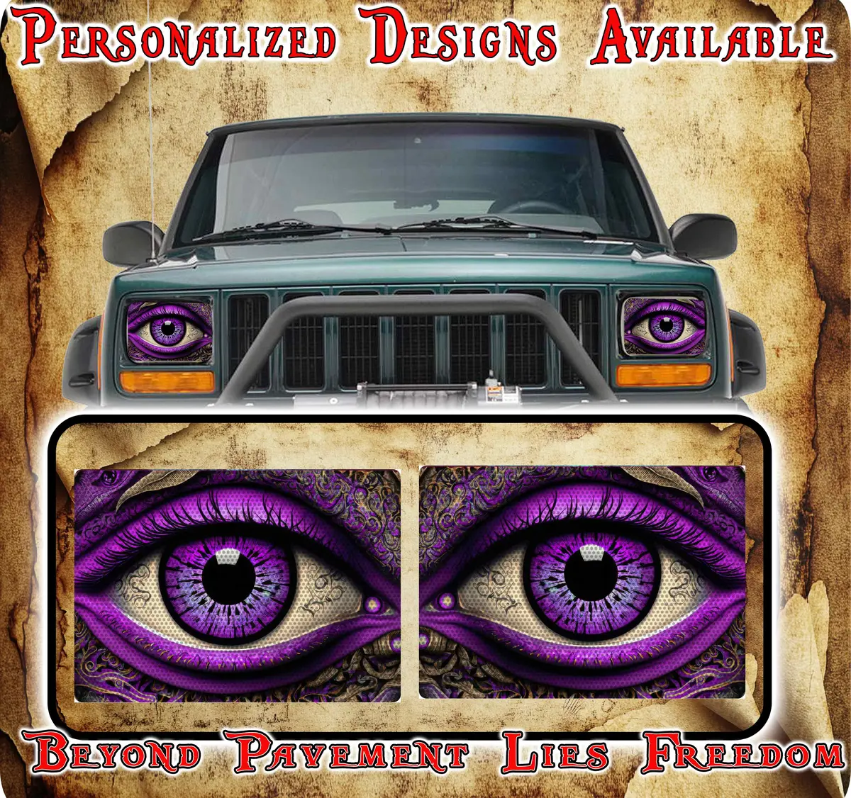Purple Eye Decals For Yj Or 5X7 Headlights 1