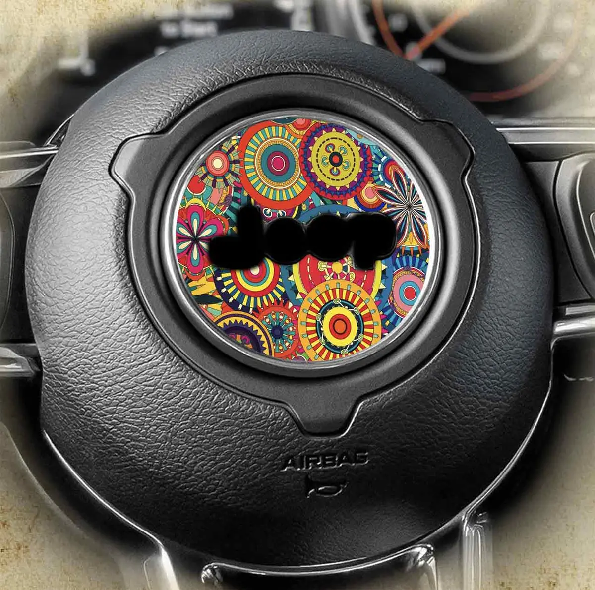 Steering Wheel Decal Hippy Flower 166 1