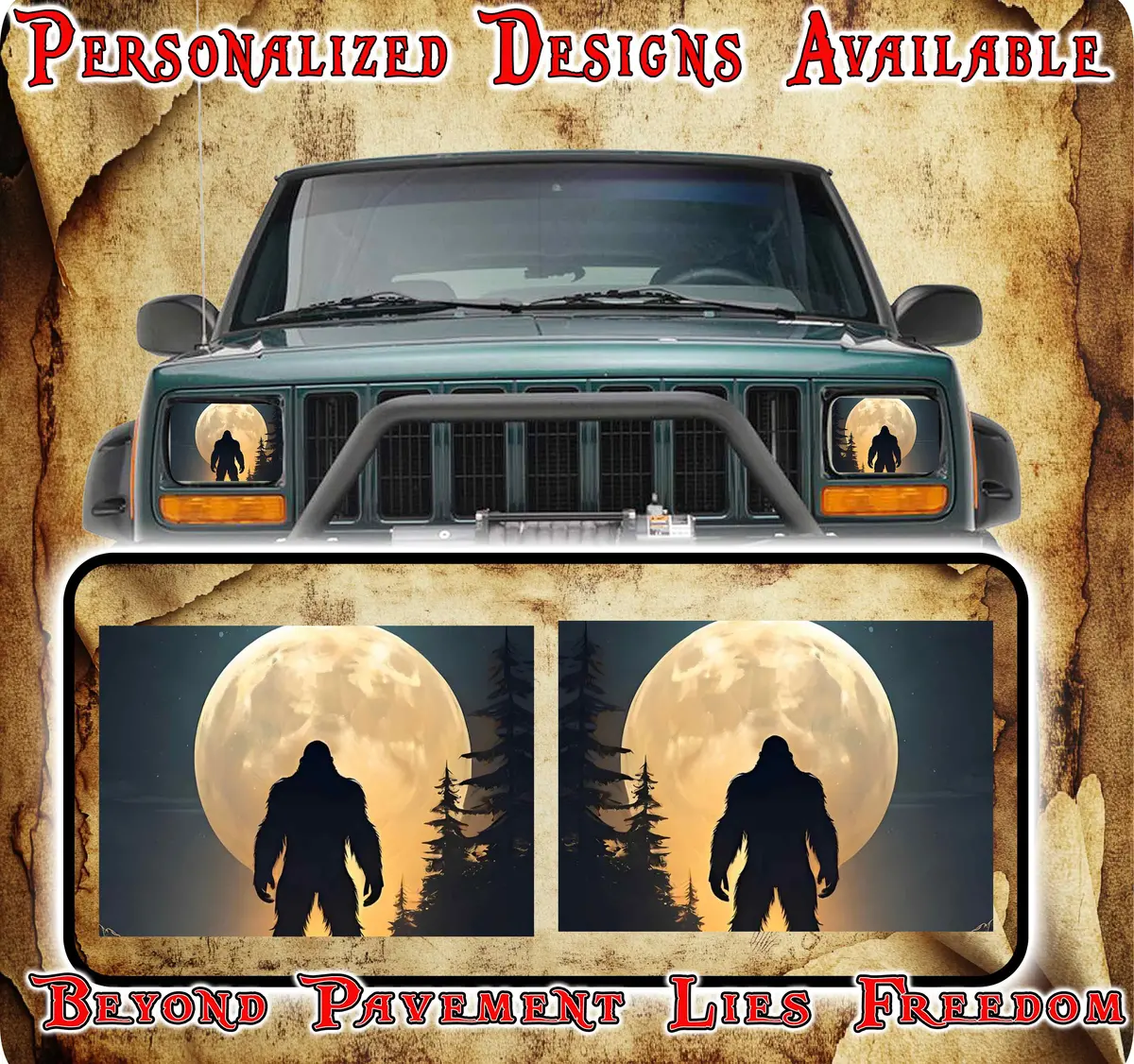 Bigfoot Eye Decals For Yj Or Xj 5X7 Headlights 1