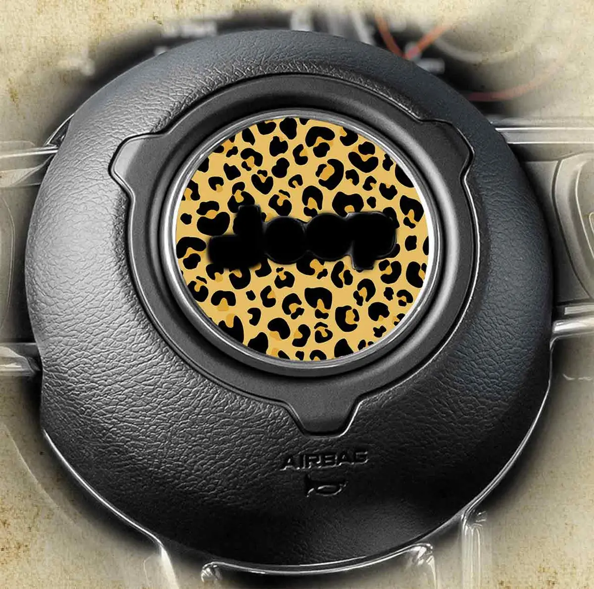 Stylish Leopard-Print Vinyl Decal for Car Steering Wheel