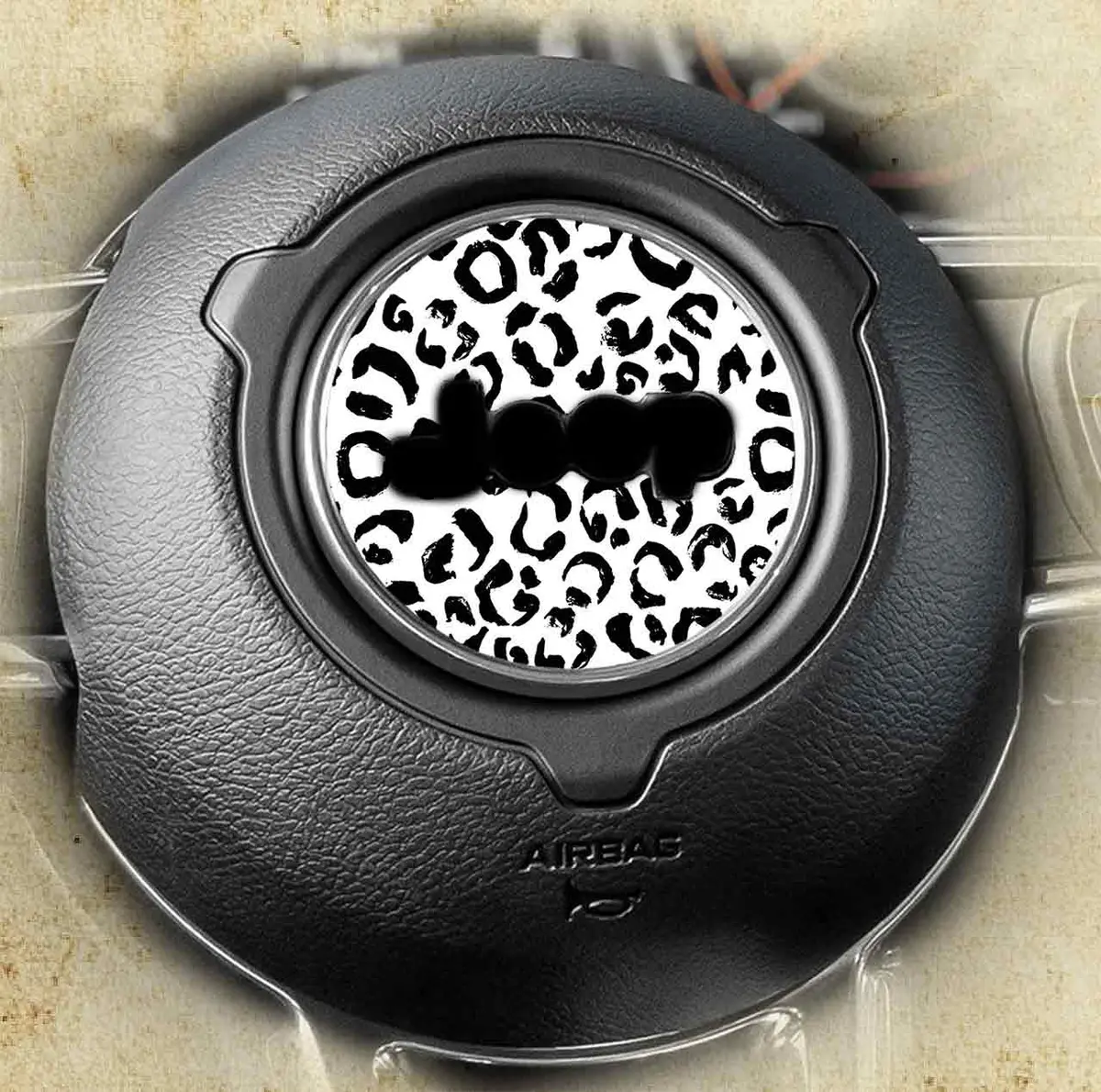 Steering Wheel Decal Black And White Leopard Print 153 1