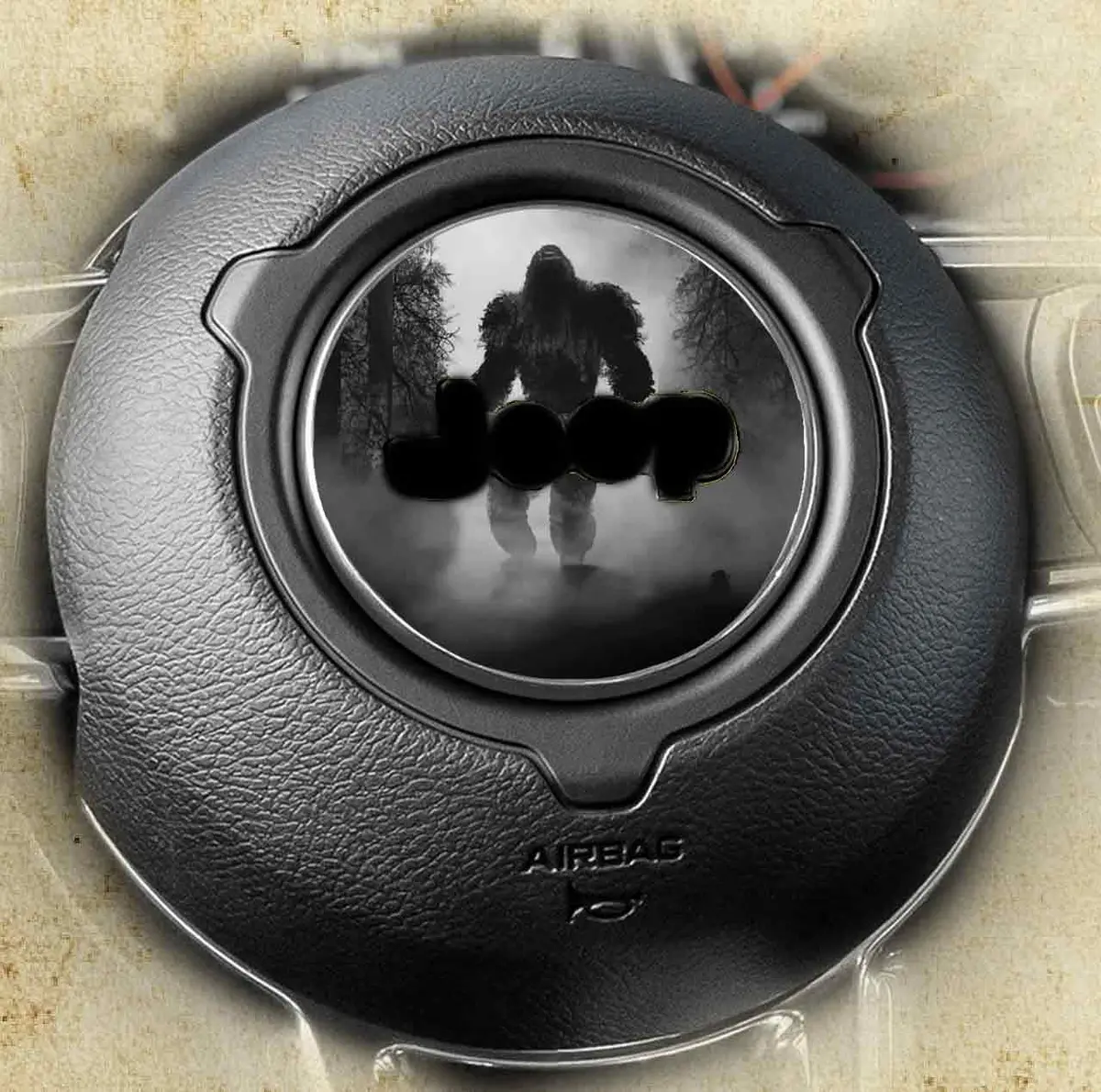 Bigfoot-Themed Steering Wheel Sticker – 228 Design