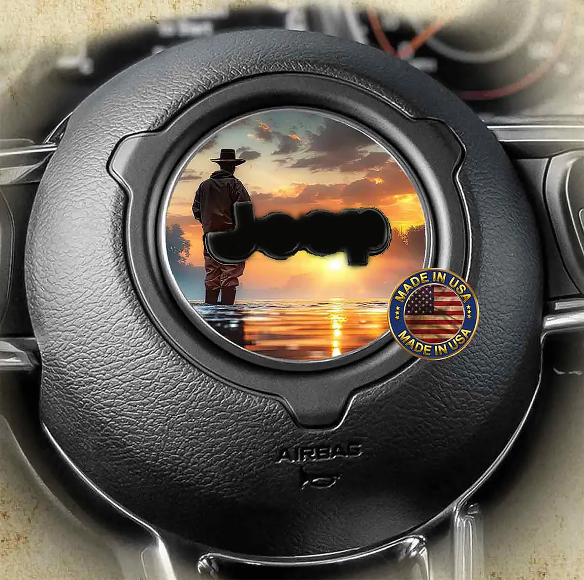 Custom Fishing Design Steering Wheel Decal