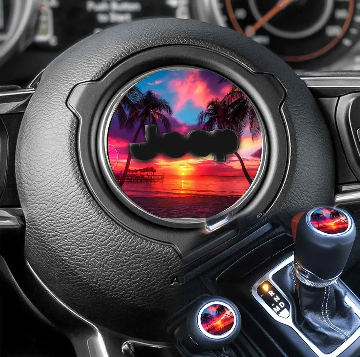 Beach-Themed Steering Wheel Decal – 125mm Diameter