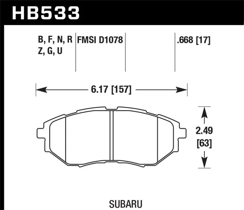 Hawk Hps 5.0 Front Brake Pads For 2006–2007 Subaru B9 Tribeca Limited 1