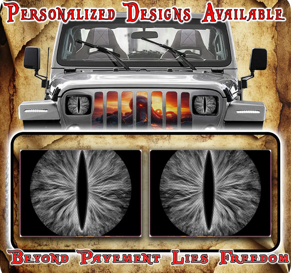 Black And White Eye Decals For Yj Or 5X7 Headlights 2