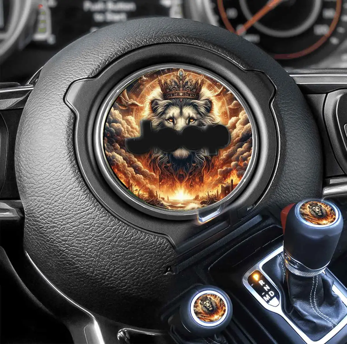 Lion Design Steering Wheel Decal – 220mm Round Adhesive Trim