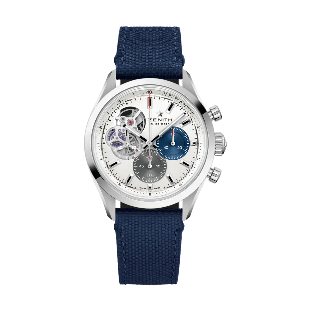 Chronomaster Open 39.5Mm - White On Blue Fabric Strap 1