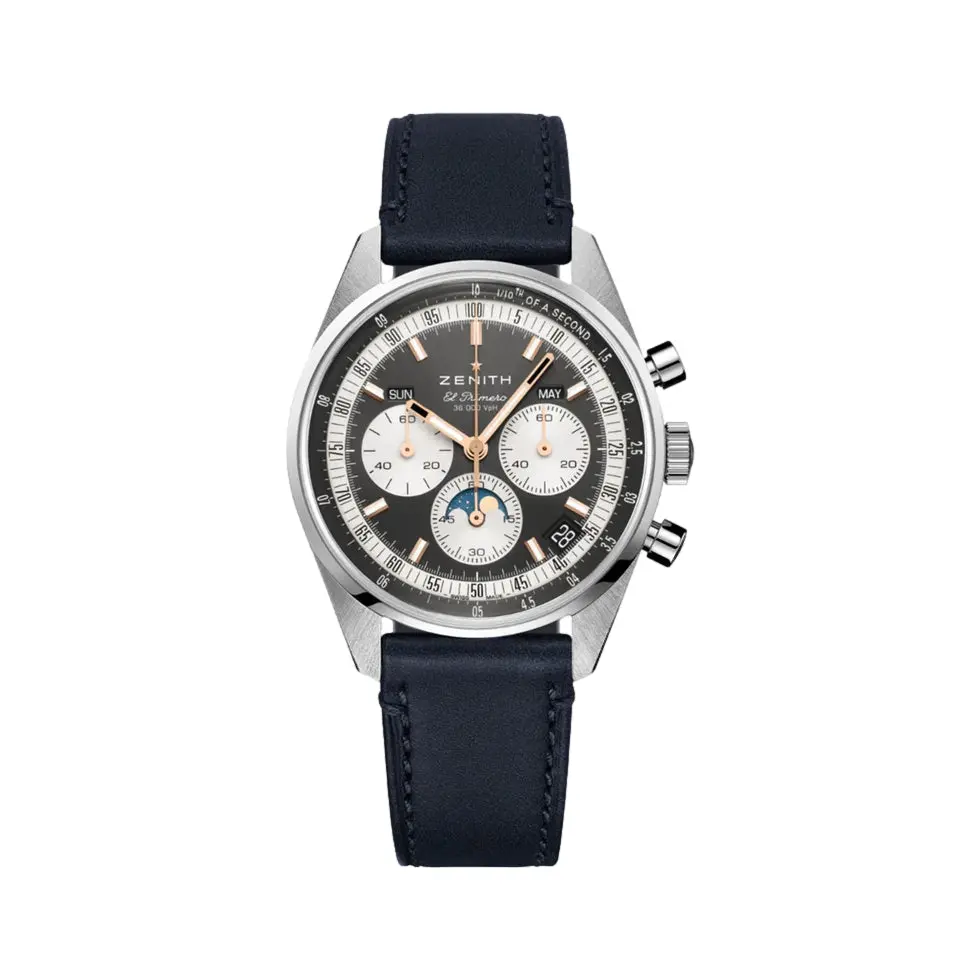 Chronomaster Original Triple Calendar 38Mm - Grey On Leather Strap 1