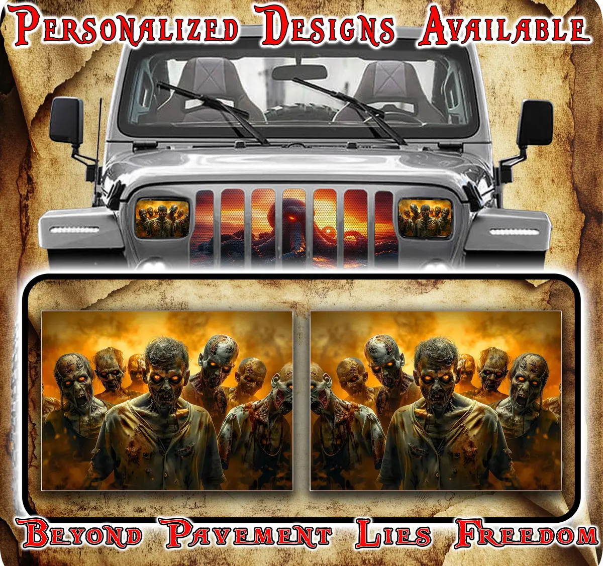 Zombies Eye Decals For Yj Or Xj 5X7 Headlights 1