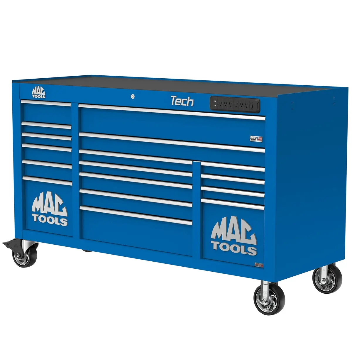 Tech™ Series 16-Drawer Workstation With Powertech™ Drawer - Sapphire Blue 1