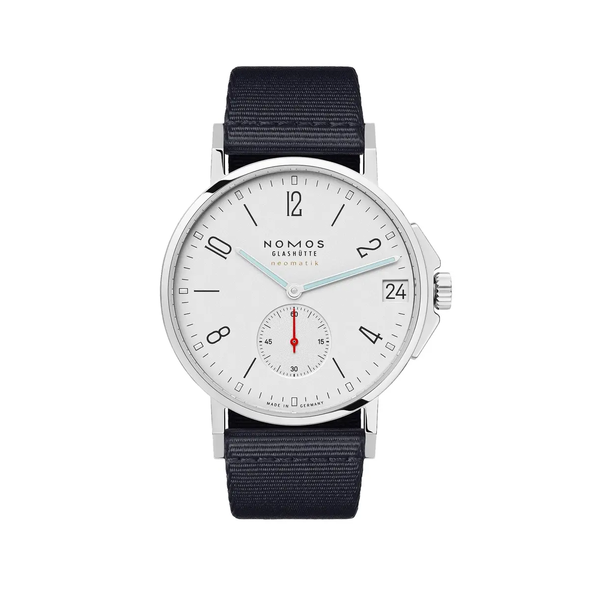 Ahoi Neomatik Sapphire Back 38Mm - White Silver-Plated On Fabric Strap 1