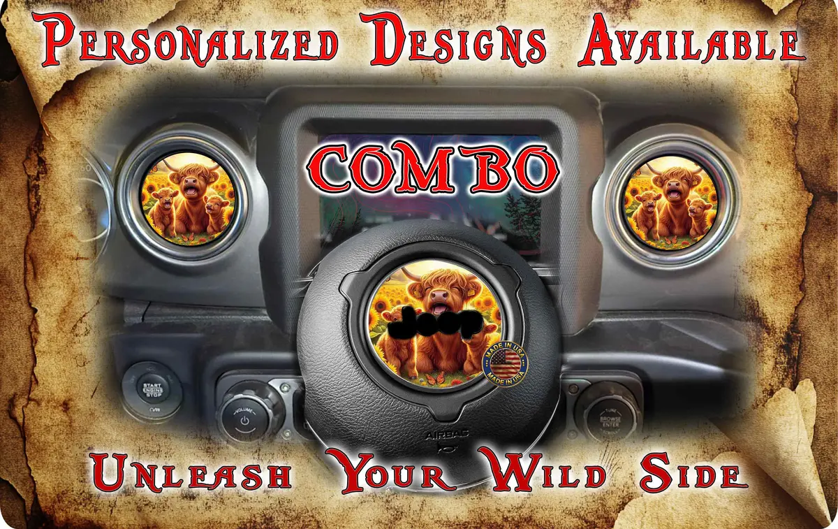 Steering Wheel Decal Baby Highland Cow 237 2