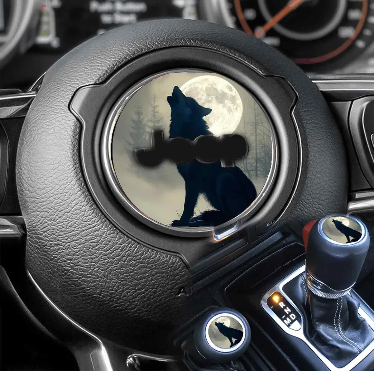 Stylish Wolf Graphic Steering Wheel Decal – Unique Design #129