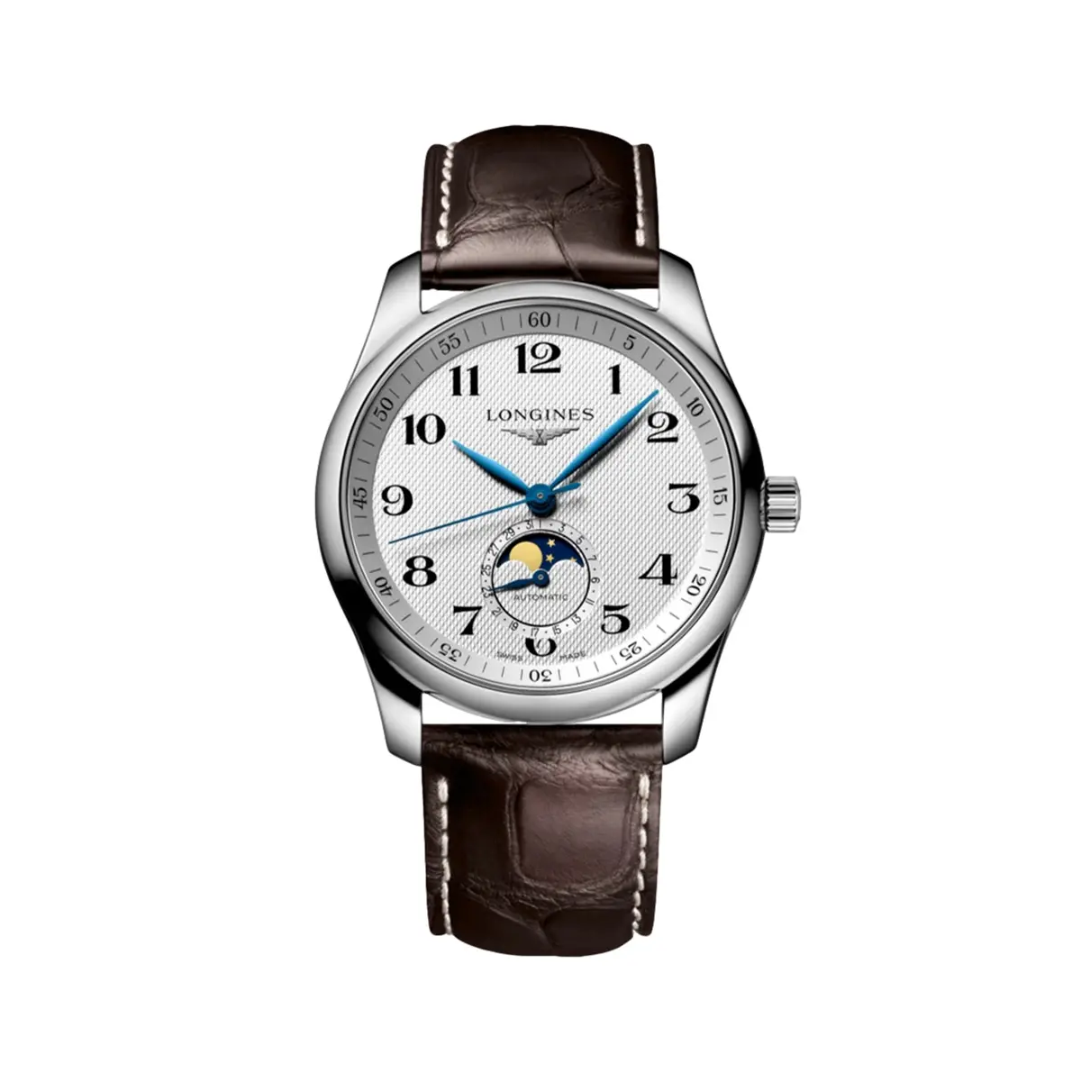 Master Collection Moonphase 40Mm - Silver "Barleycorn" On Leather Strap 1