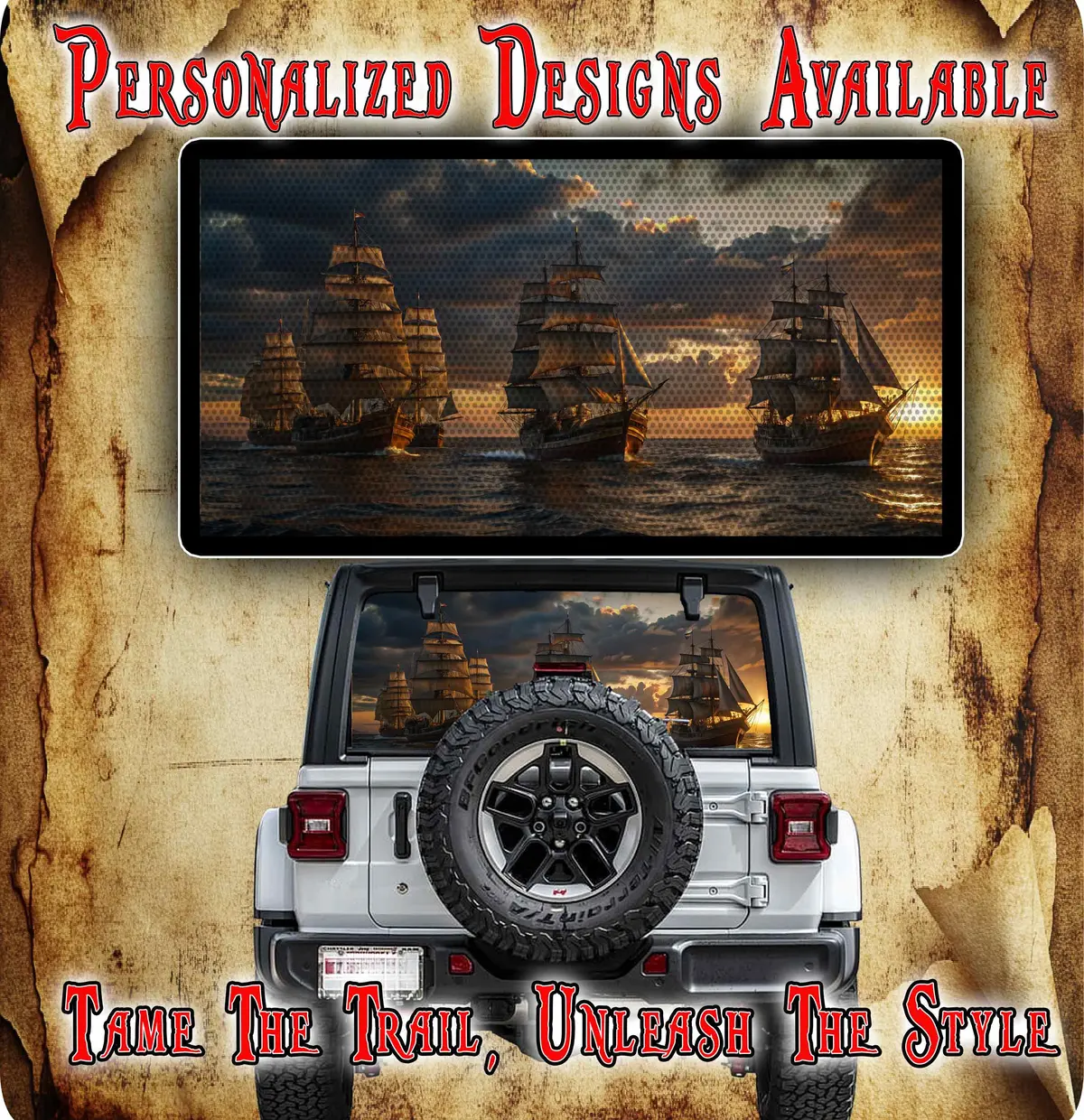 Pirate Ship Rear Window See Through Graphic. 1