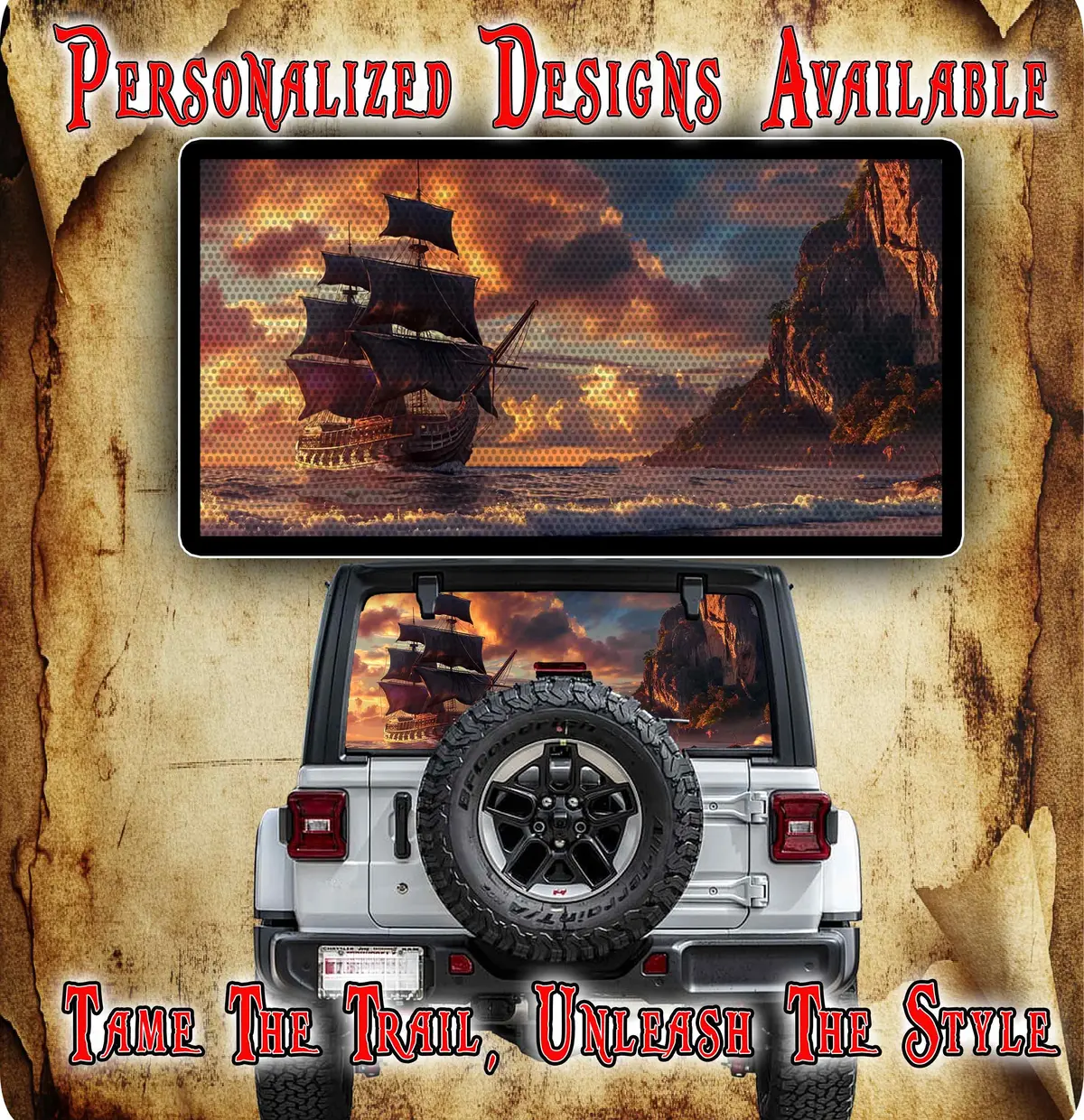 Pirate Ship Rear Window See Through Graphic. 1