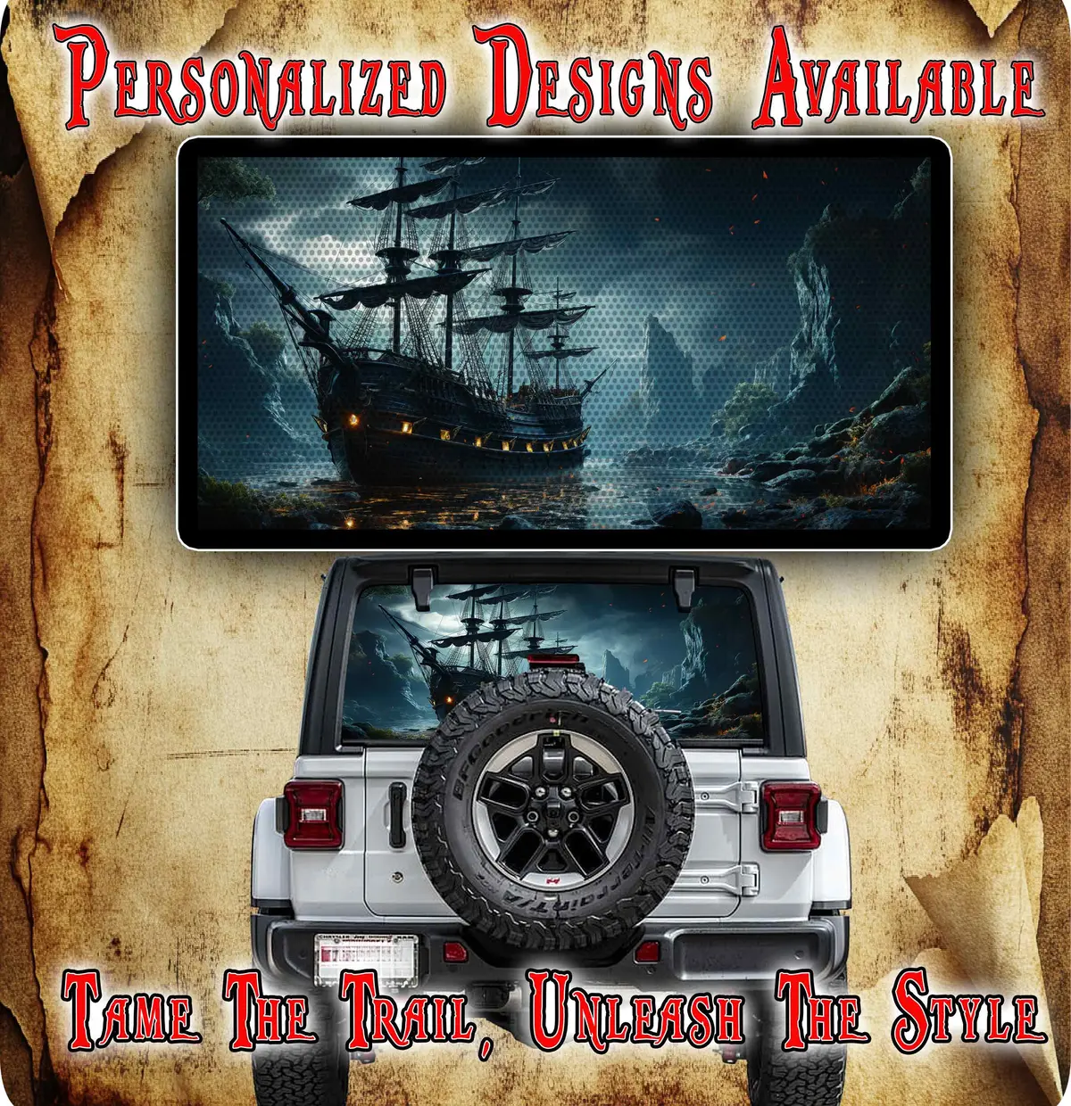 Pirate Ship Rear Window See Through Graphic. 1