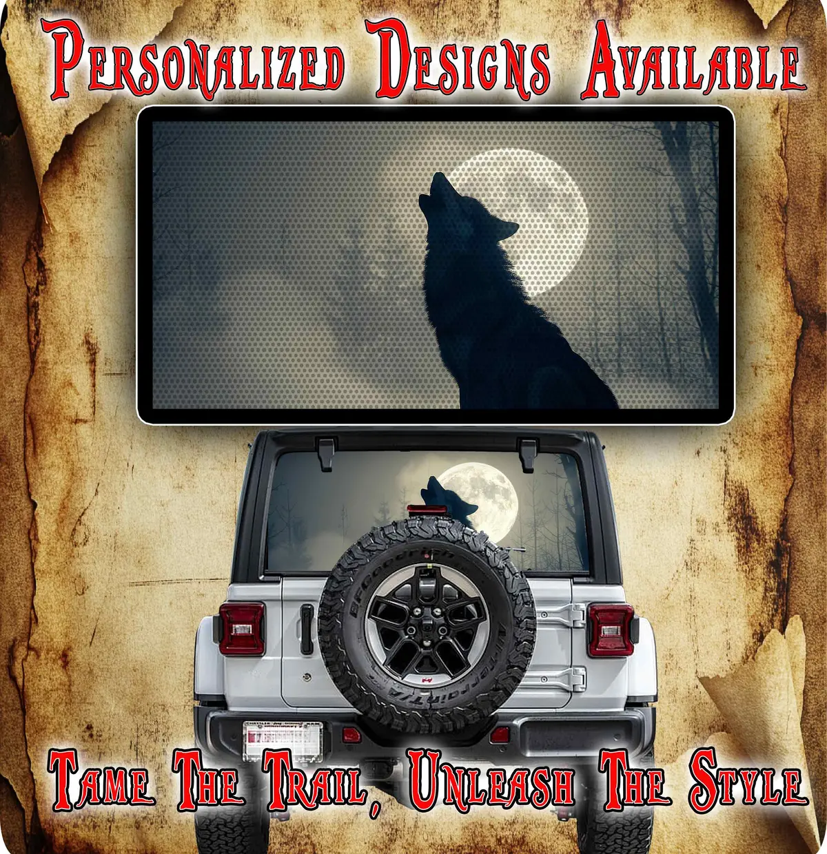 Wolf Rear Window See Through Graphic. 1