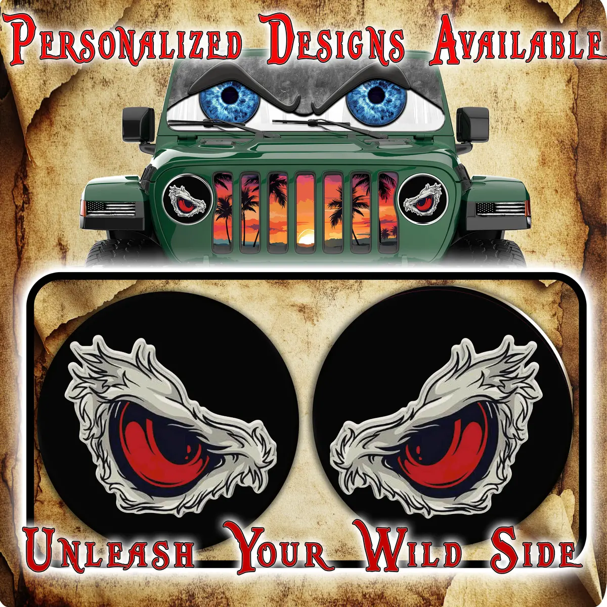Red Eye Hawk Headlight Decal 100 1