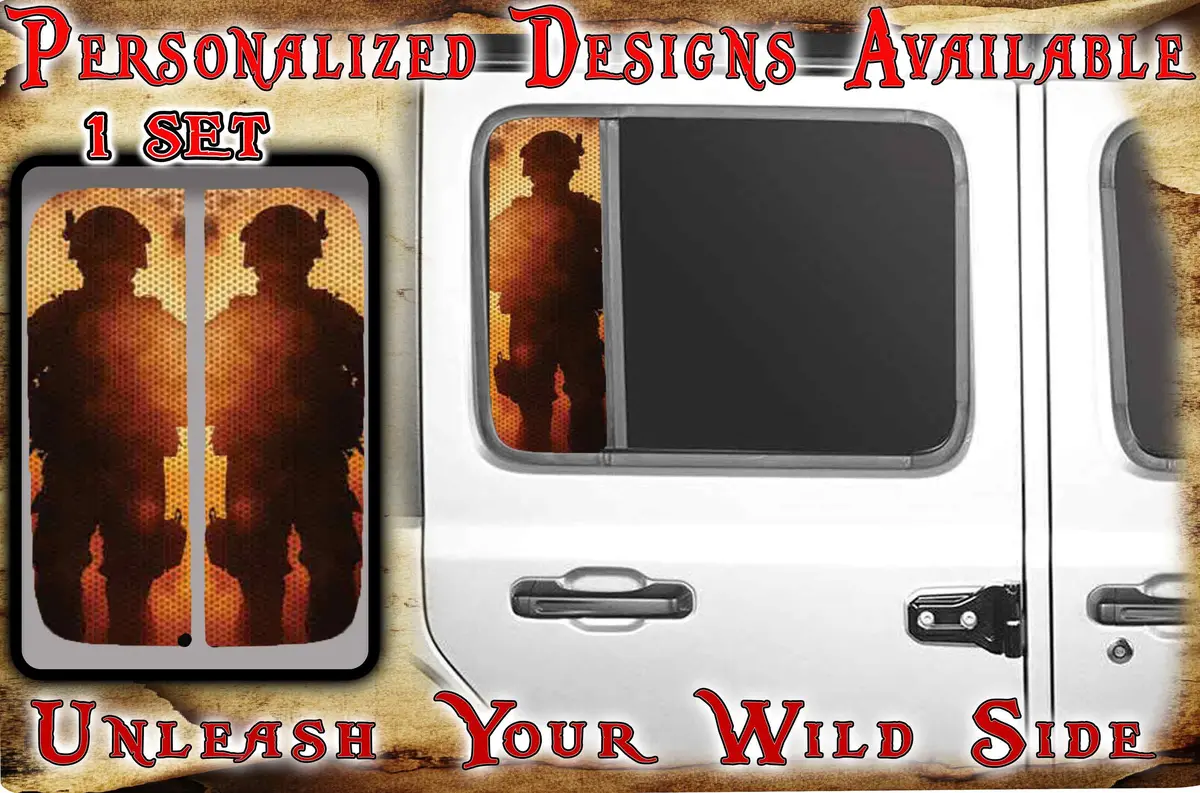 Side Door Window Decal American Soldier 168 1