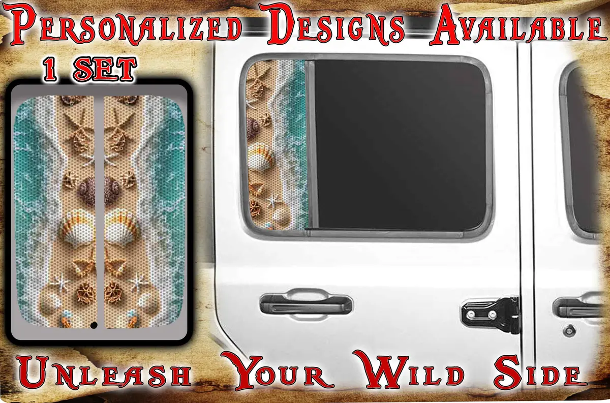 Side Door Window Decal Sea Shells 196 1