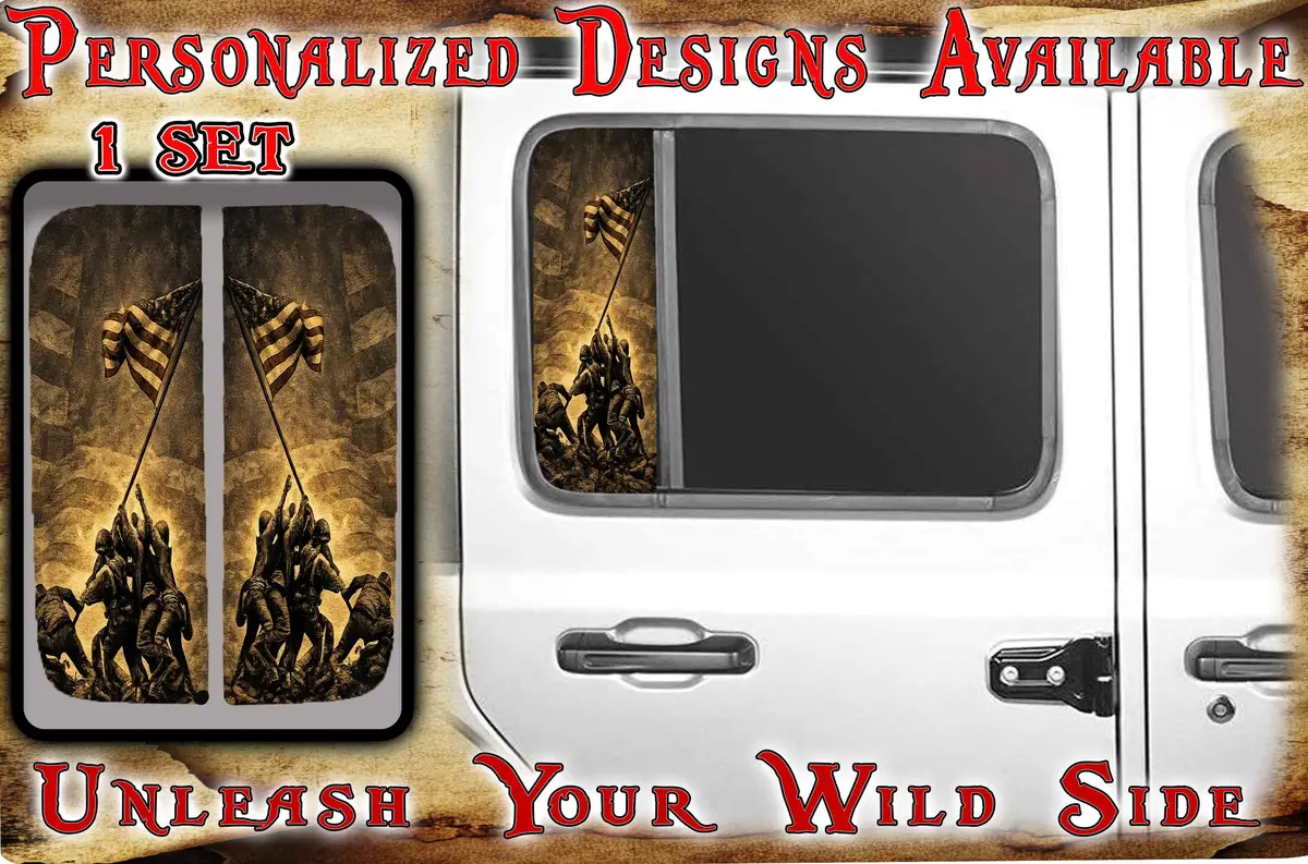 Side Door Window Decal Raising The Flag 108 1