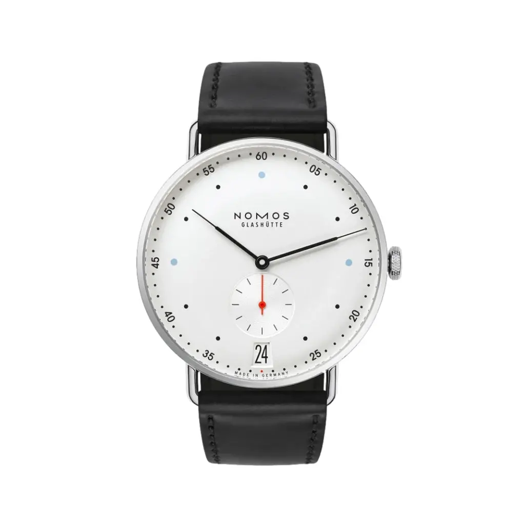 Metro Date 38Mm - White Silver-Plated On Leather Strap 1