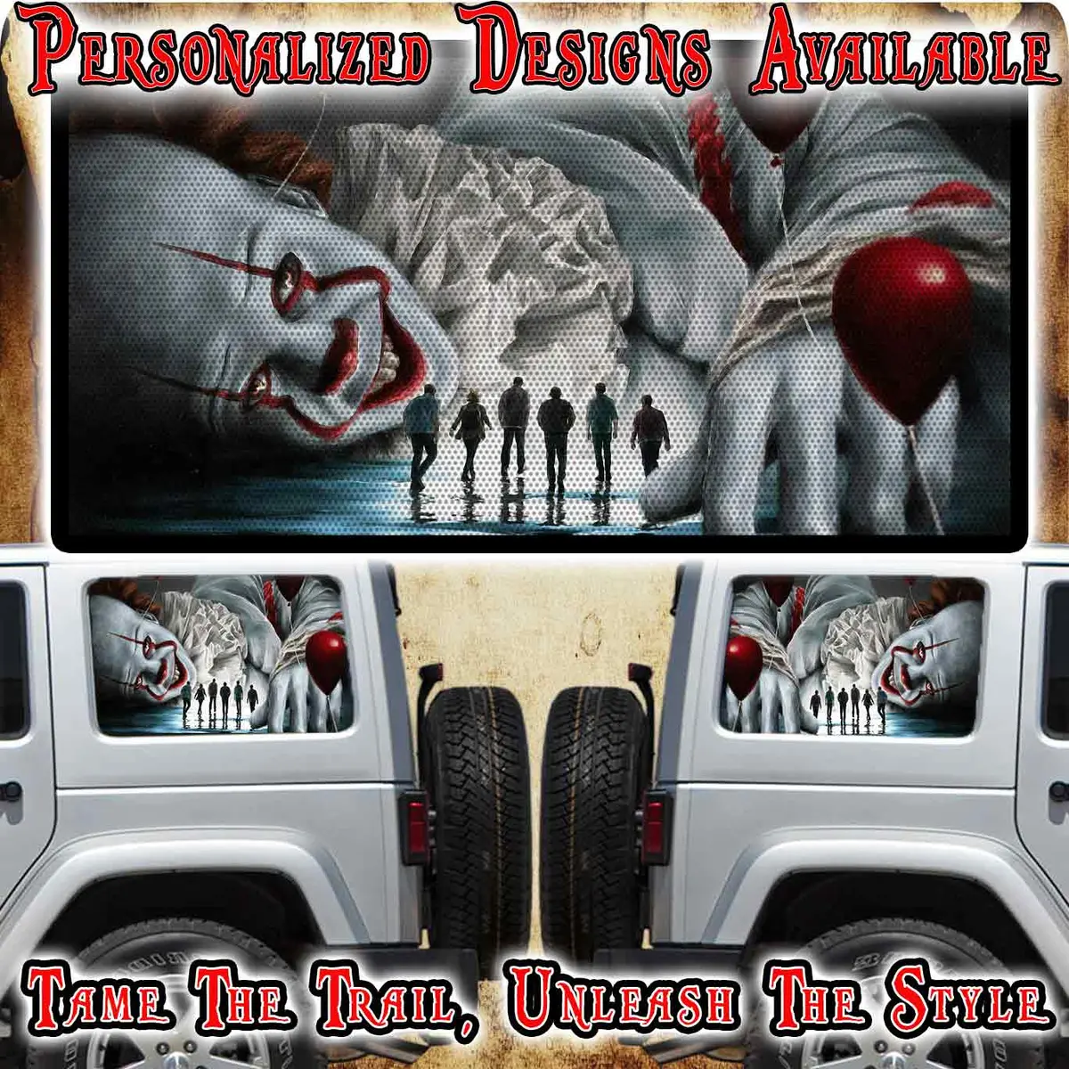 We All Float Rear Quarter Window See Through Graphic. 1