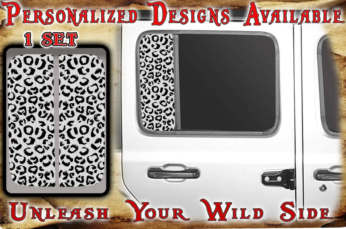 Black And White Leopard Print Side Door Window Decal 115 1