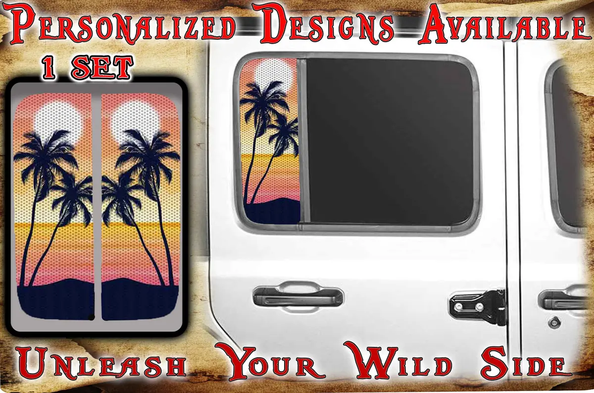 Side Door Window Decal Palm Trees 166 1