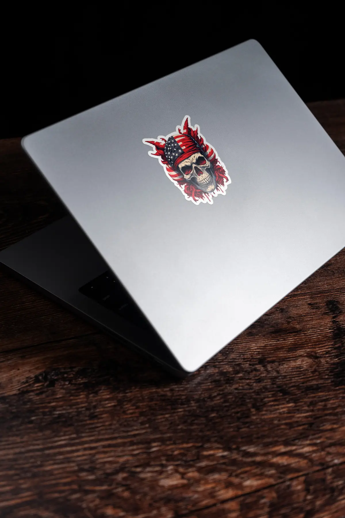 Skull With Flag Headband Window Sticker 1
