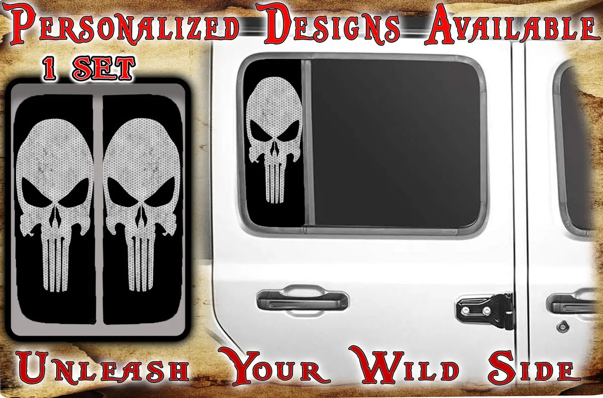 Side Door Window Decal Raising The Punisher Skull 120 1