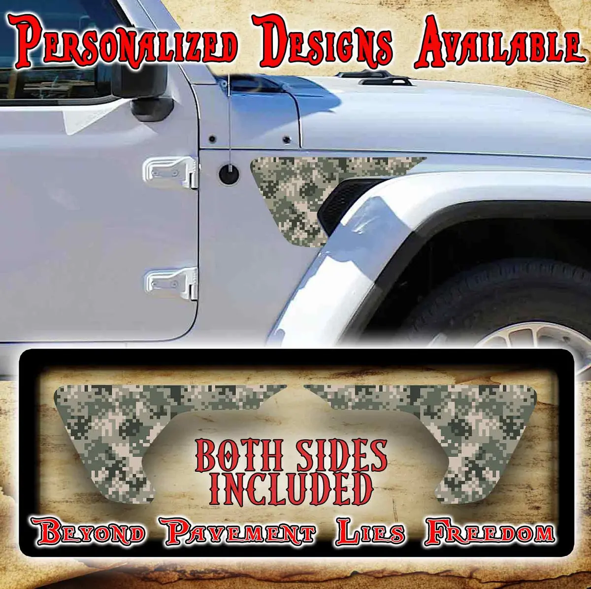 Camo Fender Vent Decal For The Jl Or Jt 2018 Or Newer 122 1