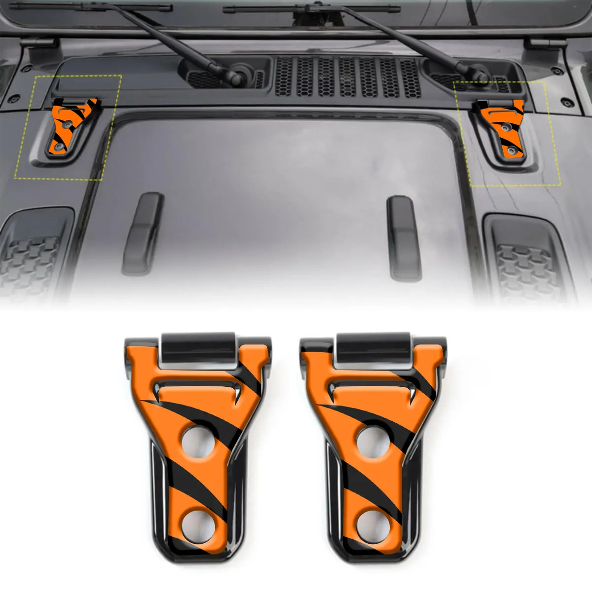 Tiger Strips Print Hood Hinge Overlay Decals 12 1
