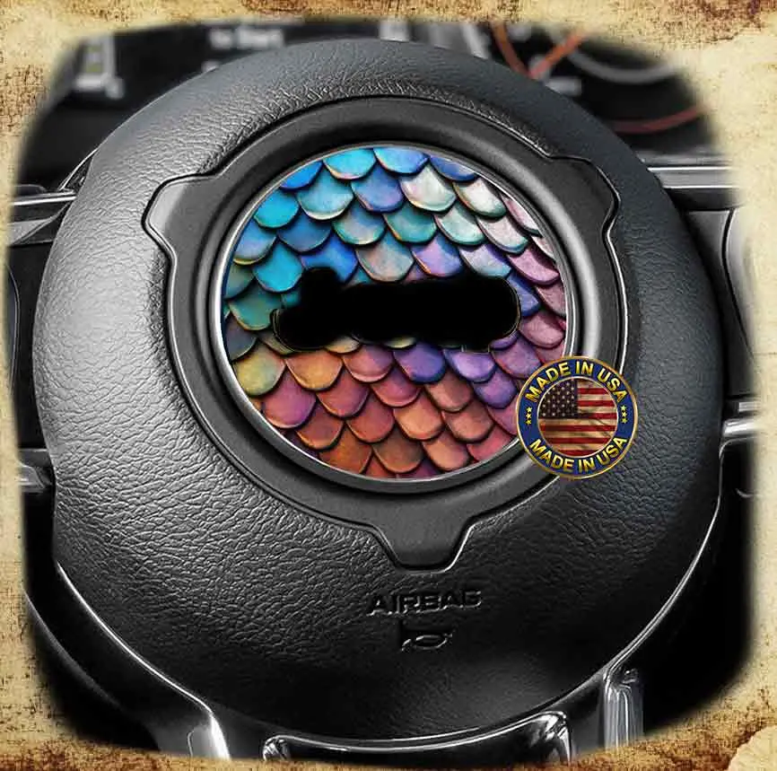 Steering Wheel Decal with Iridescent Mermaid Scale Design – 230mm Diameter