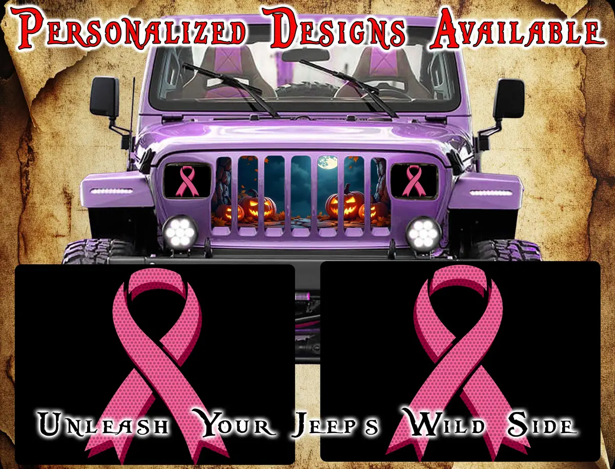 Pink Ribbion Print Decals For Yj Or 5X7 Headlights 1