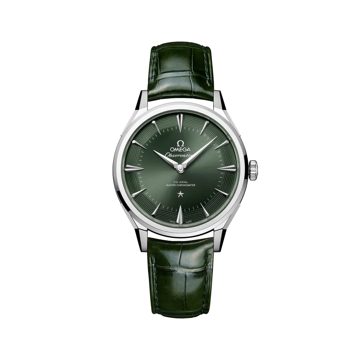 Constellation Observatory 39.4Mm - Green On Leather Strap 1