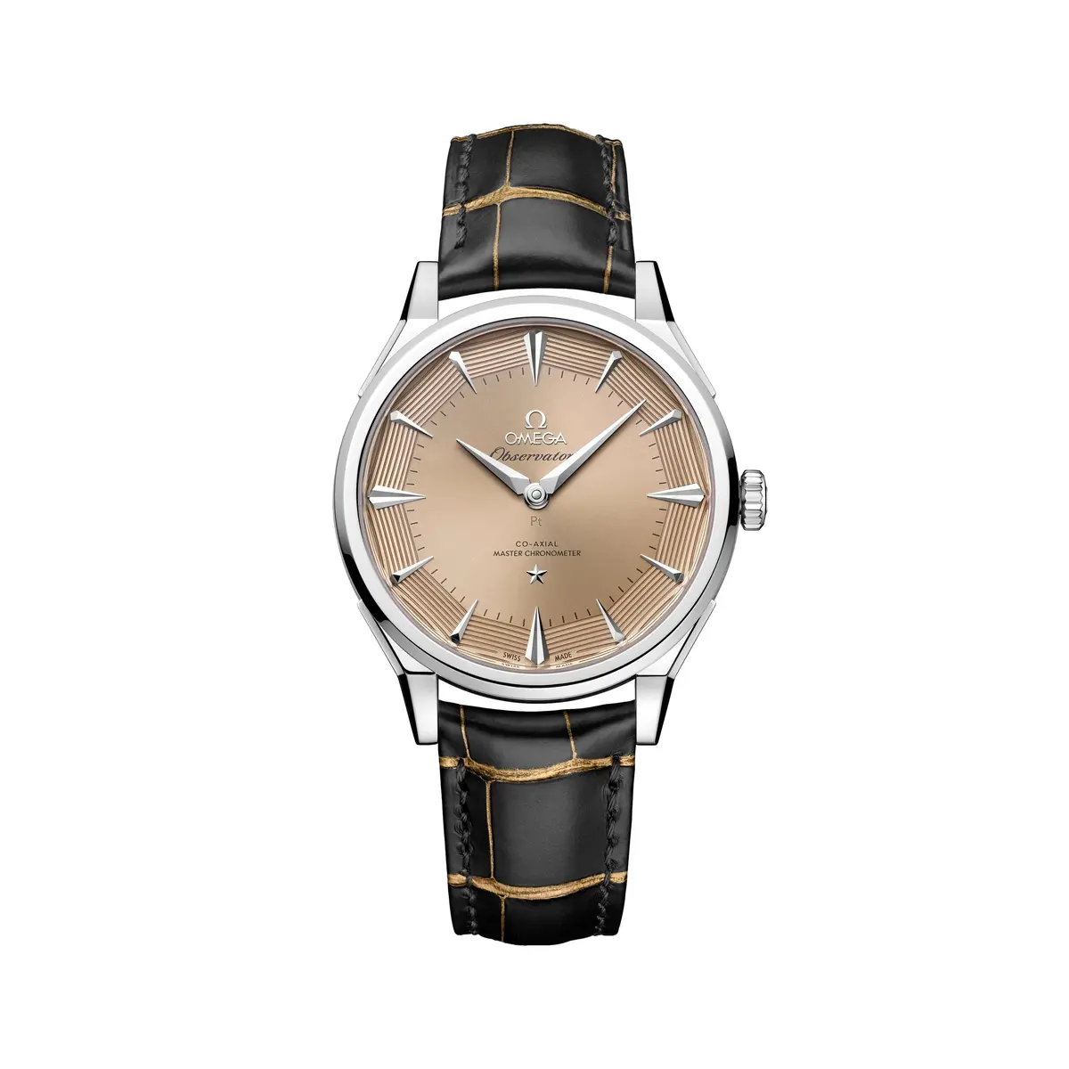 Constellation Observatory Platinum Gold 39.4Mm - Bronze On Leather Strap 1