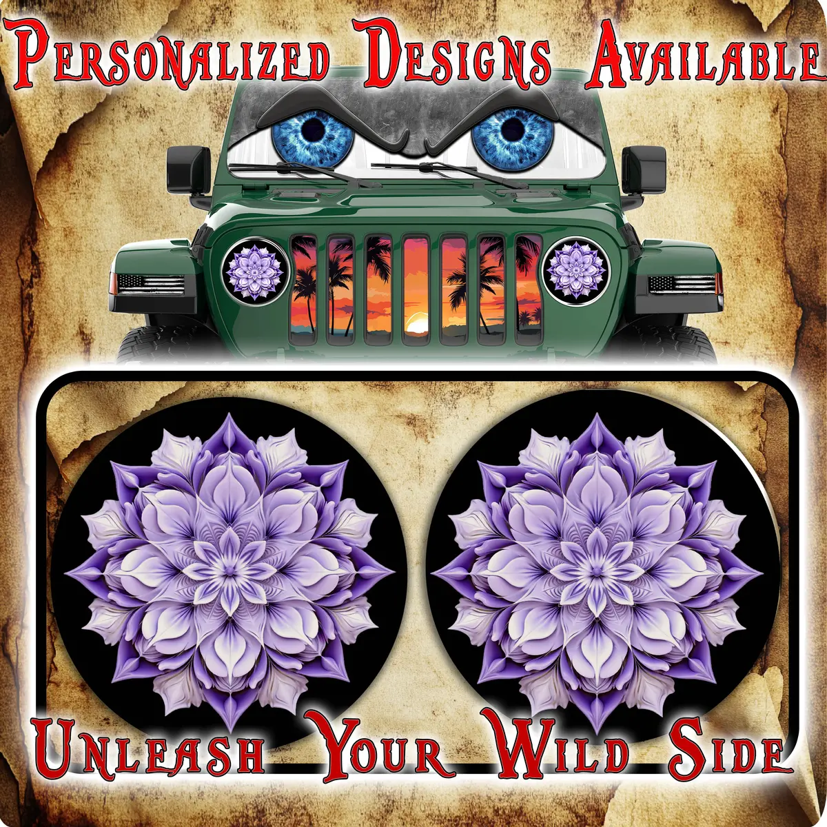 Flower Purple Headlight Decals 148 1